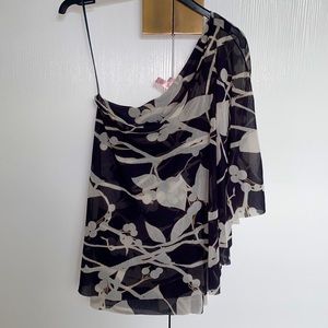 One Shoulder Navy Floral Top